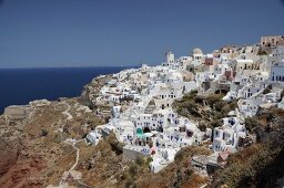 View of Oia town in Santorini island, Greece