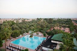 Marokko, Marrakesch, Hotel La Mamounia, Vogelperspektive
