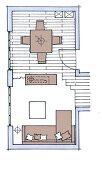 Wohnzimmer, Raumgestaltung, Sideboard, Grundriss, Illustration