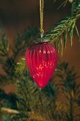 Close-up of various tree ornaments hanging on Christmas tree