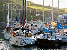 View of boats at harbour in Cape Clear Island, Ireland, UK