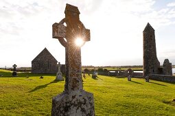 Ruins of Clonmacnoise monastery, County Offaly, Ireland, UK