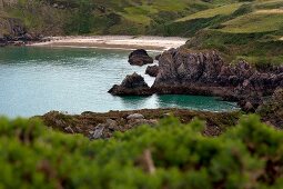 Irland: Country Donegal, Blick über Fanad Head, Natur, Küste, Bucht.