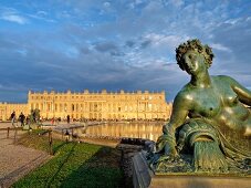 View of Parterre d'Eau and Versailles Palace in France