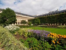 View of park in Palais Royal Palace in Paris, France