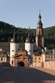 View of Karl-Theodor Bridge Gate in Heidelberg, Germany