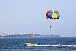 People parasailing in Konyaalti sea, Antalya, Turkey