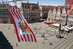 People at town hall market square, Bremen, Germany