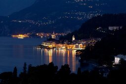 View of Bellagio city at night, lake Como, Italy