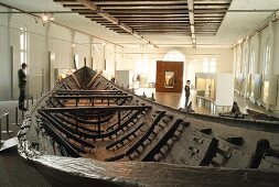 The Nydam oak boat at Gottorf Castle in Schleswig, Germany