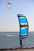 Kitesurfer at Baltic Sea Coast in Fehman, Ostholstein, Germany