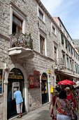 Facade of Stone building and windows in Dumbrovnik, Croatia