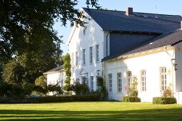 Facade of white painted building, Baltic Sea Coast, Fehmarn, Germany