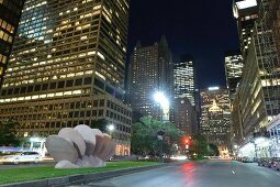 Skyscrapers in Park Avenue at night, New York, USA