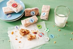 Homemade muesli bars with fruits as a gift