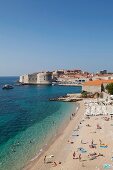 View of people on beach in Dubrovnik, Croatia