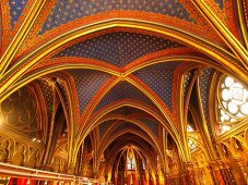 Ceiling of lower chapel of Sainte Chapelle in Paris, France