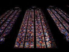 Glass motif in Sainte Chapelle in Paris, France