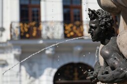 Close-up of Hercules Fountain in Maximilian Street, Augsburg, Bavaria, Germany