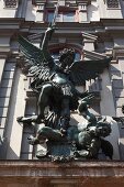 Sculpture of St. Michael groups on armory in Augsburg, Bavaria, Germany