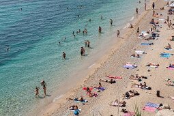 View of people on beach in Dubrovnik, Croatia