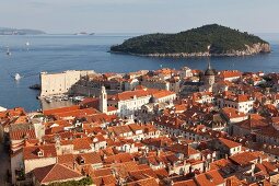 View of Dubrovnik old town and Lokrum Island in Croatia