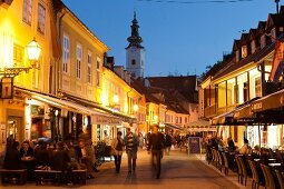 People dining in a restaurants at Tkalcieceva road, Zagreb, Croatia 