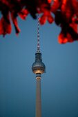 Close-up of TV Tower at Alexanderplatz in Alex, Berlin, Germany