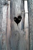 Heart in wooden door in ski resort in Hemsedal, Norway