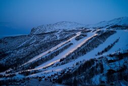 Hemsedal, Skigebiet in Norwegen, Abenddämmerung