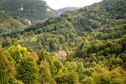 View of wild canyon Gorges de Nouailles in Franche-Comte, France