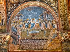 Fresco in Karanlik Church, Goreme, Nevsehir, Turkey, Low angle view