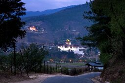 Night view of town and Paro valley, Bhutan