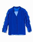 Hemd, Bluse, gerafft, Raffung, blau Tibi, verspielt