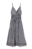 Striped black and white summer dress on white background