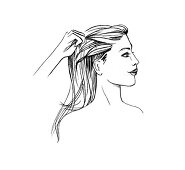 Illustration, Haarstyling, Haare, feststecken, Haarklammern, Step 3