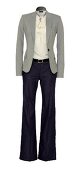 Blazer, Schluppenbluse, Bluse, Seide Jeans, Bundfalte, weites Bein