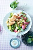 Fruity pasta salad with chicken and vegetables
