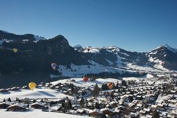 Air balloon in Chateau d'Oex, Alps, Canton of Vaud, Lake Geneva, Switzerland