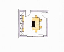 Illustration, Zeichnung, Grundriss, Kochinsel