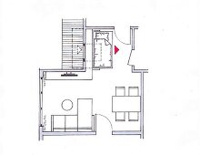 Illustration, Grundriss, Schlafzimmer, Dachschräge, Einbau