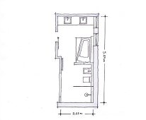 Illustration, Grundriss, Badezimmer schmal, länglich, rechteckig