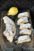 Quince strudel with icing sugar