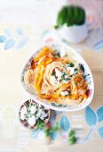 Vegetable pasta with feta cheese