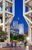 View of Golda Meir Cultural Centre at night, Tel Aviv, Israel