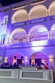 People sitting in bar terrace at Rothschild Boulevard, Tel Aviv, Israel