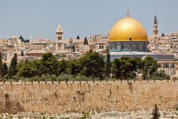 Temple Mount, Dome of the Rock, Redeemer Church and Old Town in Jerusalem, Israel