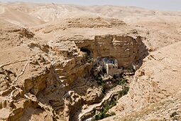 View of St. George's Monastery at Wadi Qelt in Judean Desert, Israel