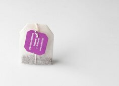 Tea bag on white background