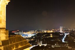 View of city at night in Lausanne, Canton of Vaud, Switzerland